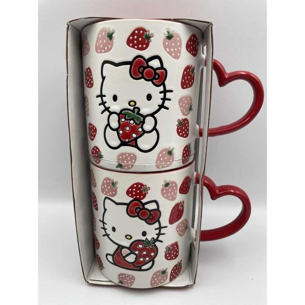 Hello Kitty Strawberry Ceramic Mug Set BRAND NEW! 2024